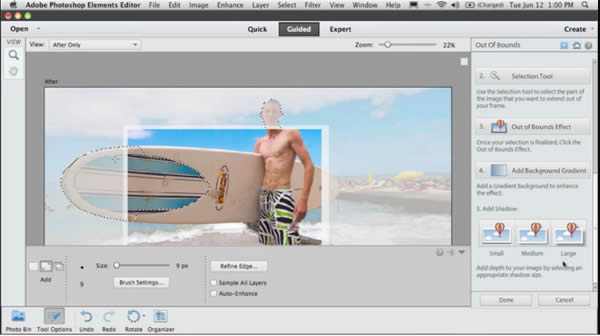 Photoshop Elements 11's Guide Mode walks you through complex tasks.